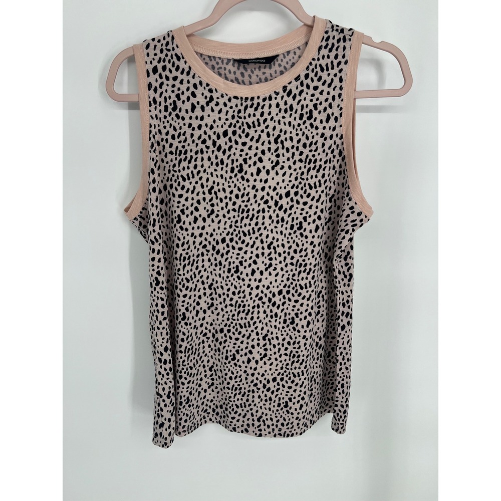 Dokotoo Mens Blush Pink Black Cheetah Print Sleeveless Crew Neck Tank Top Size M